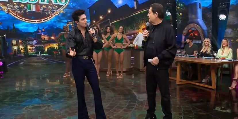 Luan Santana esteve na pizzaria do Faustão e João Guilherme relembrou a amizade com o cantor na infância (Foto: Reprodução / Band) Luan Santana esteve na pizzaria do Faustão e João Guilherme relembrou a amizade com o cantor na infância (Foto: Reprodução / Band)