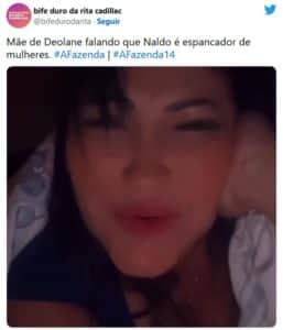 A Fazenda 14 - Após Naldo acusar peoa de 'trairagem', mãe de Deolane declara guerra ao cantor (Foto: Reprodução / Twitter) A Fazenda 14 - Após Naldo acusar peoa de 'trairagem', mãe de Deolane declara guerra ao cantor (Foto: Reprodução / Twitter)