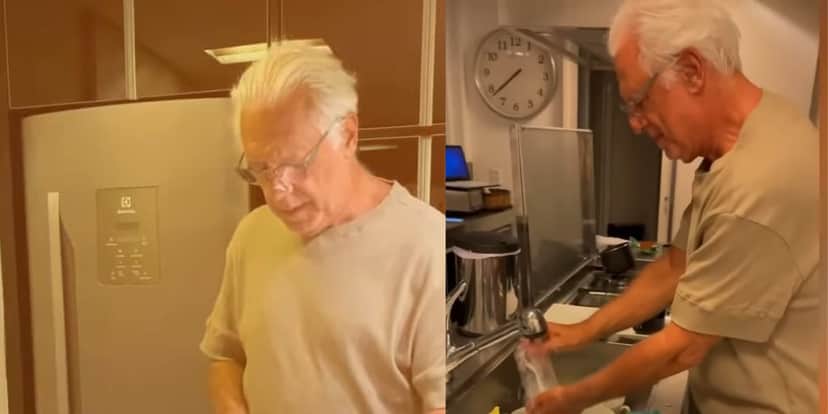 Cozinha, local onde o ator passa grande parte do seu tempo quando está em casa (Reprodução: Youtube) Cozinha, local onde o ator passa grande parte do seu tempo quando está em casa (Reprodução: Youtube)