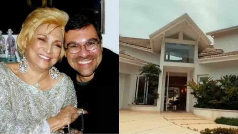 Hebe Camargo com seu filho Marcello e a mansão milionária à venda Hebe Camargo com seu filho Marcello e a mansão milionária à venda