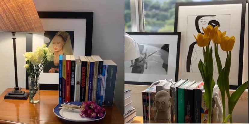 Decoração bem simples da mansão, recheada de livros (Reprodução: Youtube) Decoração bem simples da mansão, recheada de livros (Reprodução: Youtube)