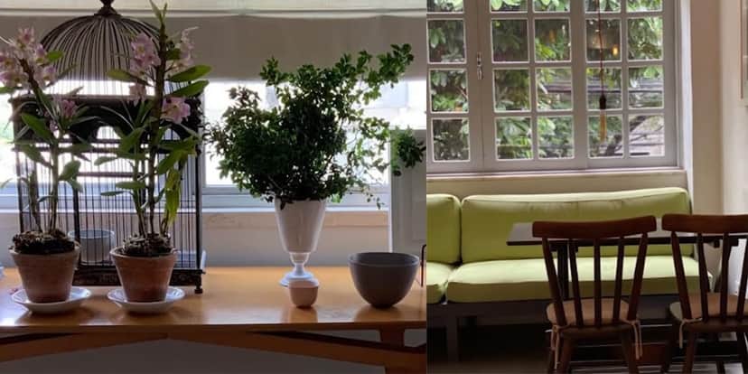 A casa de Renata Vasconcellos é rodeada por verde, e também com vasos de plantas como decoração (Reprodução: Youtube) A casa de Renata Vasconcellos é rodeada por verde, e também com vasos de plantas como decoração (Reprodução: Youtube)