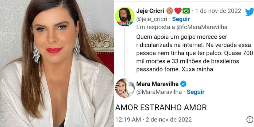 Mara Maravilha relembra passado de Xuxa Meneghel (Reprodução: Twitter) Mara Maravilha relembra passado de Xuxa Meneghel (Reprodução: Twitter)