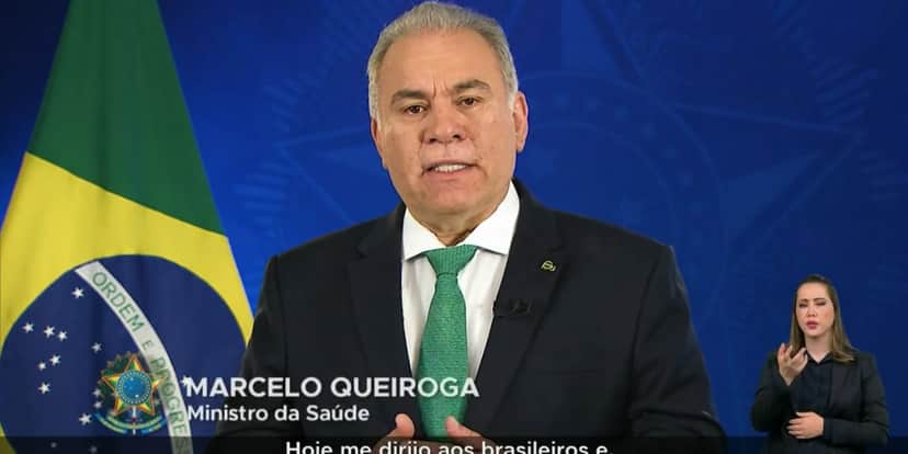 Marcelo Queiroga, ministro da saúde, faz pronunciamento em rede nacional - Foto: Reprodução Marcelo Queiroga, ministro da saúde, faz pronunciamento em rede nacional - Foto: Reprodução