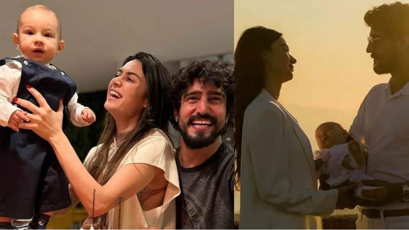 O ator da Globo e a esposa, Thaila Ayala, com o pequeno Francisco O ator da Globo e a esposa, Thaila Ayala, com o pequeno Francisco