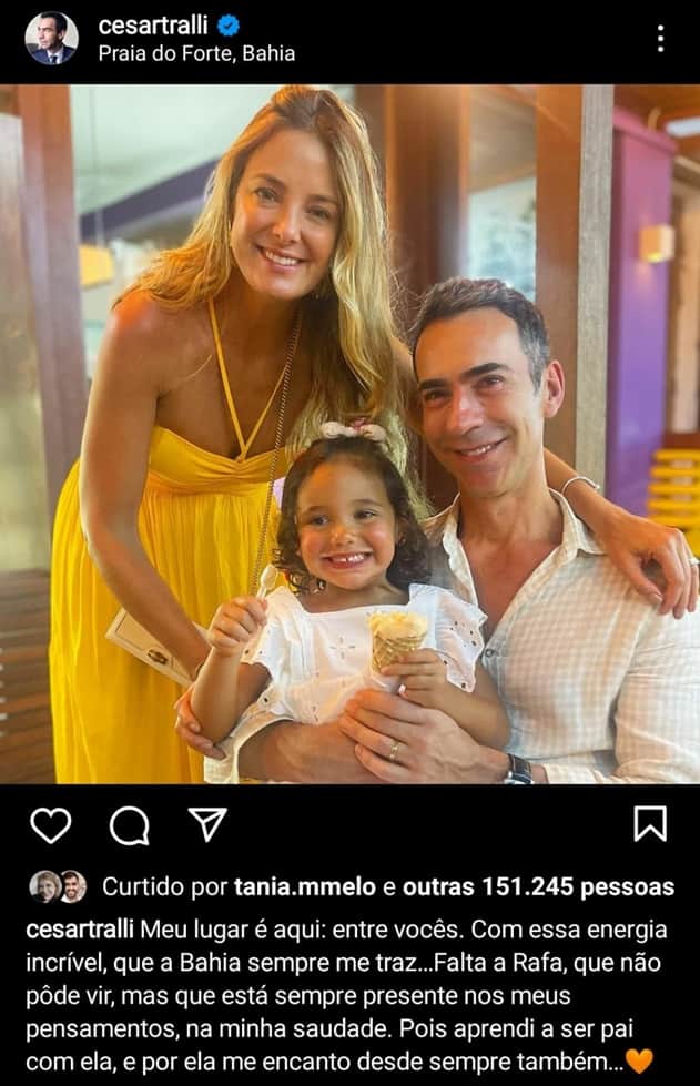 César Tralli se declara à família em registro do resort de luxo e sente falta de Rafaella Justus, sua enteada César Tralli se declara à família em registro do resort de luxo e sente falta de Rafaella Justus, sua enteada