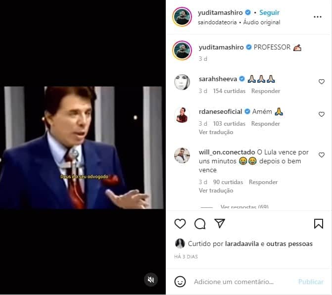 Yudi Tamashiro divulga forte mensagem de Silvio Santos - Foto: Reprodução Yudi Tamashiro divulga forte mensagem de Silvio Santos - Foto: Reprodução
