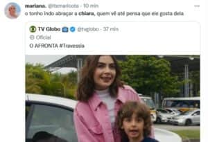Travessia - Tonho (Vicente Alvite) cria torta de climão entre Brisa (Lucy Alves) e Chiara (Jade Picon) e Brasil cobra Gloria Perez (Foto: Reprodução / Twitter) Travessia - Tonho (Vicente Alvite) cria torta de climão entre Brisa (Lucy Alves) e Chiara (Jade Picon) e Brasil cobra Gloria Perez (Foto: Reprodução / Twitter)