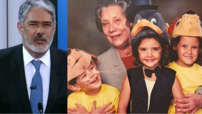 William Bonner e foto de sua mãe, Maria Luiza Bonemer, com seus netos, filhos do jornalista William Bonner e foto de sua mãe, Maria Luiza Bonemer, com seus netos, filhos do jornalista