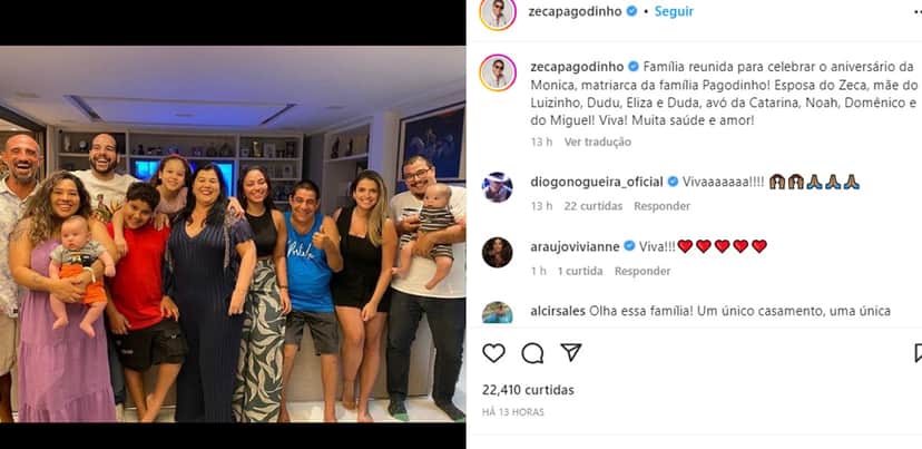 Zeca Pagodinho reúne família e celebra aniversário de sua esposa, com quem é casado há mais de 35 anos Zeca Pagodinho reúne família e celebra aniversário de sua esposa, com quem é casado há mais de 35 anos