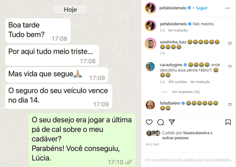 Padre Fábio de Melo escancara print de conversa com moça e tristeza ao se deparar com mensagem direta - Foto Reprodução Padre Fábio de Melo escancara print de conversa com moça e tristeza ao se deparar com mensagem direta - Foto Reprodução