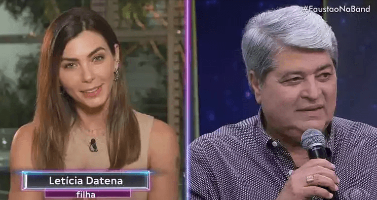 Letícia, única filha mulher do apresentador da Datena, revelou no Faustão na Band, o motivo de ter passado 9 anos sem ver o seu pai - Foto Reprodução Letícia, única filha mulher do apresentador da Datena, revelou no Faustão na Band, o motivo de ter passado 9 anos sem ver o seu pai - Foto Reprodução