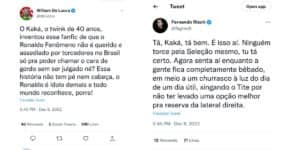 Kaká revolta o público ao falar sobre Ronaldo Fenômeno (Reprodução) Kaká revolta o público ao falar sobre Ronaldo Fenômeno (Reprodução)