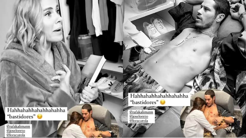 Momento seria feito com Carolina Dieckmann, mas namorada de José Loreto deu a 'ajudinha' (Fotos: Reprodução/ Instagram) Momento seria feito com Carolina Dieckmann, mas namorada de José Loreto deu a 'ajudinha' (Fotos: Reprodução/ Instagram)