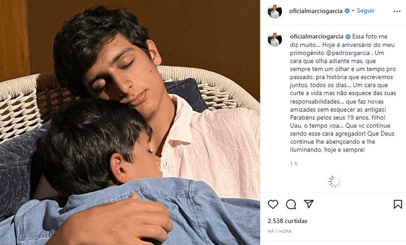 Publicação de Márcio Garcia (Foto: Reprodução/ Instagram) Publicação de Márcio Garcia (Foto: Reprodução/ Instagram)