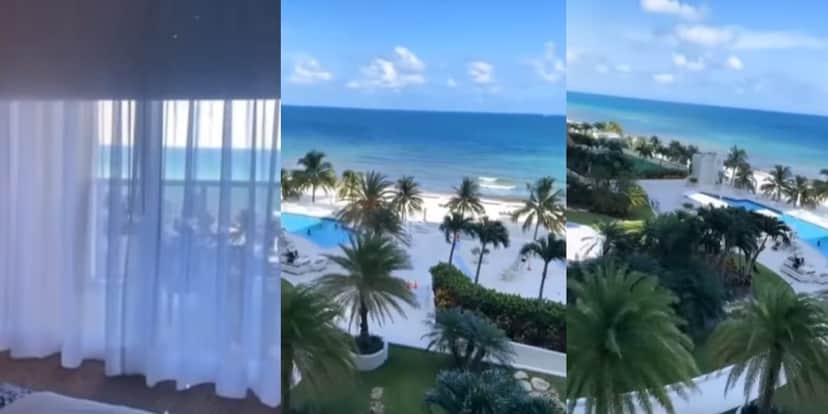 Vista para o mar do apartamento de Zilu em Miami (Reprodução: Youtube) Vista para o mar do apartamento de Zilu em Miami (Reprodução: Youtube)