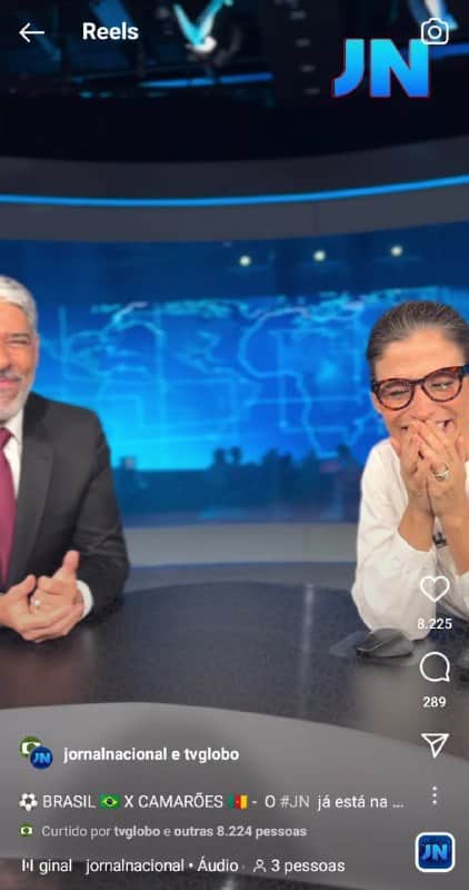 William Bonner e Renata Vasconcellos decidiram opinar sobre o resultado do jogo da seleção brasileira contra Camarões (Foto: Reprodução) William Bonner e Renata Vasconcellos decidiram opinar sobre o resultado do jogo da seleção brasileira contra Camarões (Foto: Reprodução)