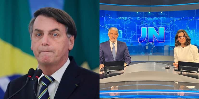 Jair Bolsonaro, William Bonner e Renata Vasconcellos, Globo Jair Bolsonaro, William Bonner e Renata Vasconcellos, Globo