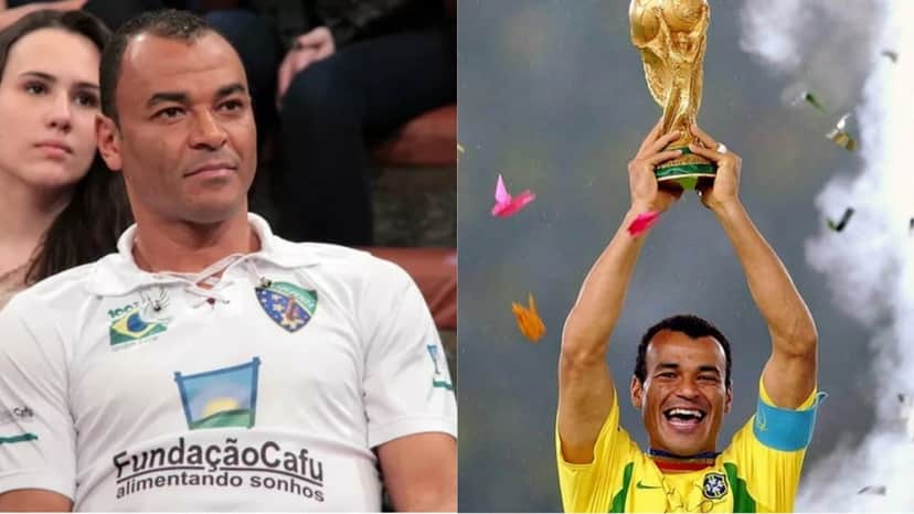 Cafu foi o Capitão do timaço da seleção brasileira da copa de 2002 e levantou a taça de campeão do mundo Cafu foi o Capitão do timaço da seleção brasileira da copa de 2002 e levantou a taça de campeão do mundo