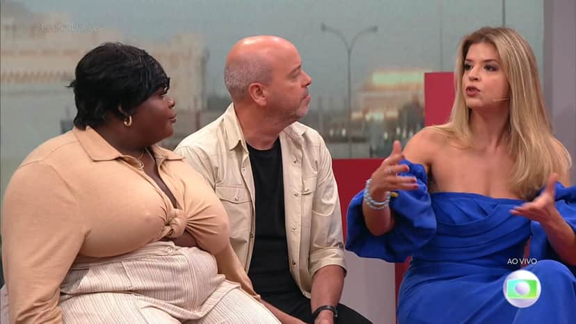 Jojo Todynho, Alex Escobar e Mariana Santos na Central da Copa (Foto: Reprodução / TV Globo) Jojo Todynho, Alex Escobar e Mariana Santos na Central da Copa (Foto: Reprodução / TV Globo)