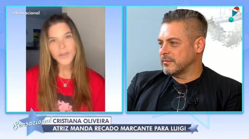 Cristiana Oliveira mandou recado para Luigi Baricelli no programa Sensacional, de Daniella Albuquerque (Foto: Reprodução / RedeTV!) Cristiana Oliveira mandou recado para Luigi Baricelli no programa Sensacional, de Daniella Albuquerque (Foto: Reprodução / RedeTV!)