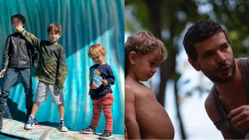 O filho de Daniel de Oliveira com os dois irmãos, frutos da relação do ator com Vanessa Giácomo (Reprodução/ Instagram) O filho de Daniel de Oliveira com os dois irmãos, frutos da relação do ator com Vanessa Giácomo (Reprodução/ Instagram)