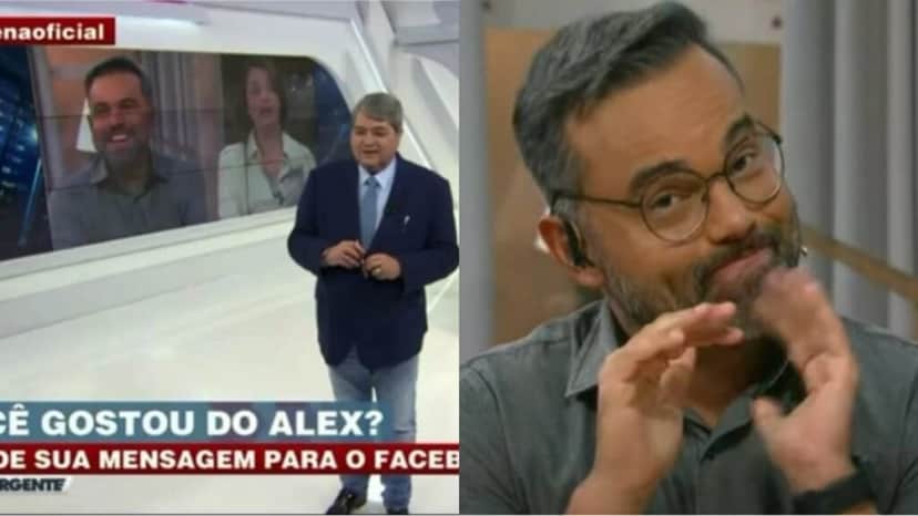 Catia Fonseca e José Luiz Datena em momento revelador de Alex Sampaio (Fotos: Reprodução/ Band)