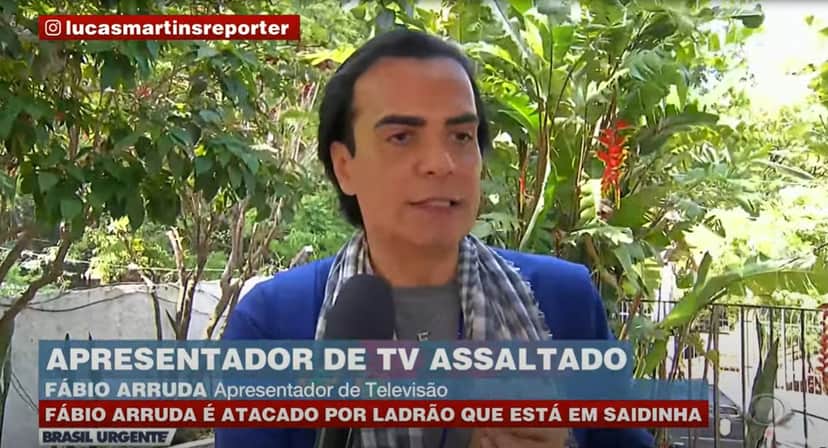 Fábio Arruda deu entrevista ao Brasil Urgente, após ocorrido (Foto: Reprodução / Band) Fábio Arruda deu entrevista ao Brasil Urgente, após ocorrido (Foto: Reprodução / Band)