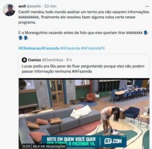 Público se decepcionou com voto de silêncio dos peões (Foto: Reprodução / Twitter) Público se decepcionou com voto de silêncio dos peões (Foto: Reprodução / Twitter)