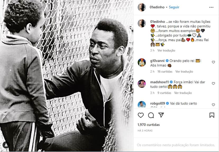 Filho de Pelé fala sobre internação do pai - Foto: Reprodução Filho de Pelé fala sobre internação do pai - Foto: Reprodução