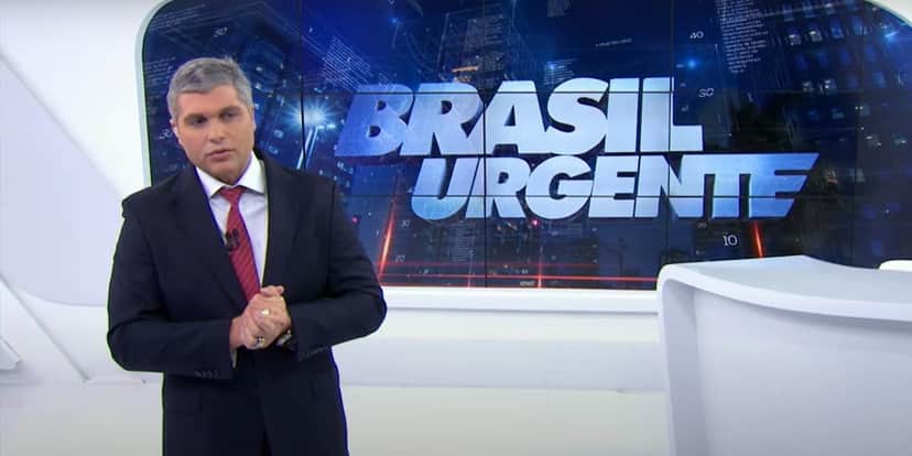 Joel no lugar do pai no Brasil Urgente (Foto: Reprodução / Band) Joel no lugar do pai no Brasil Urgente (Foto: Reprodução / Band)