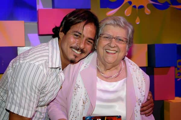 Marcelo Barros e Hilda Rebello, mãe de Jorge Fernando (Foto: Reprodução) Marcelo Barros e Hilda Rebello, mãe de Jorge Fernando (Foto: Reprodução)