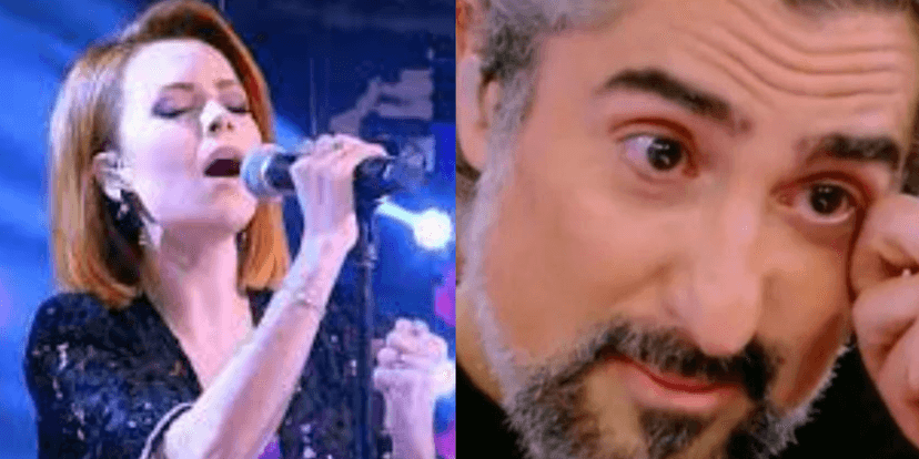 Marcos Mion chora com Sandy no Caldeirão (Foto: Reprodução) Marcos Mion chora com Sandy no Caldeirão (Foto: Reprodução)