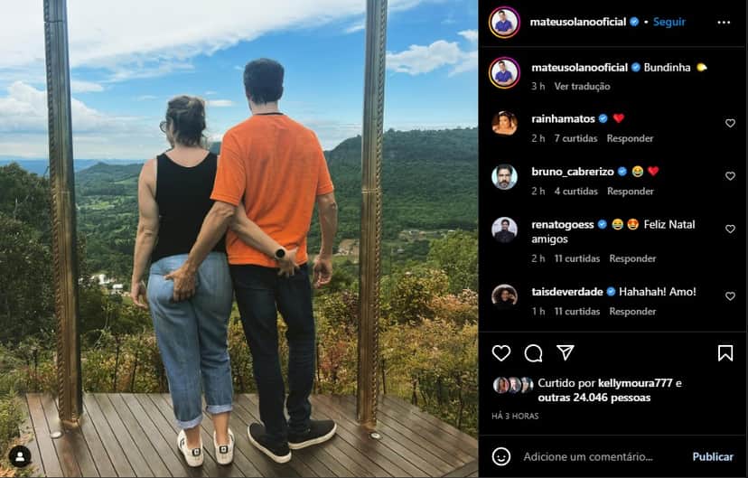 Mateus Solano divulga foto inusitada com a esposa - Foto: Reprodução Mateus Solano divulga foto inusitada com a esposa - Foto: Reprodução