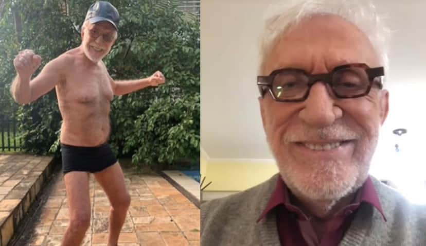 Moacyr Franco só de sunga aos 86 (Reprodução/ Instagram) Moacyr Franco só de sunga aos 86 (Reprodução/ Instagram)