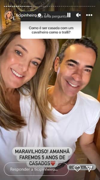Ticiane Pinheiro fala sobre como é ser casada com César Tralli - Foto: Reprodução Ticiane Pinheiro fala sobre como é ser casada com César Tralli - Foto: Reprodução