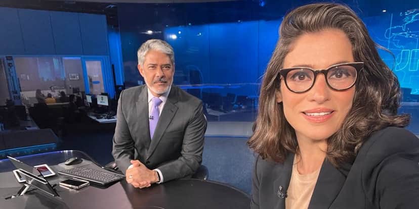 William Bonner e Renata Vasconcellos na bancada do Jornal Nacional (Foto: Divulgação / TV Globo) William Bonner e Renata Vasconcellos na bancada do Jornal Nacional (Foto: Divulgação / TV Globo)