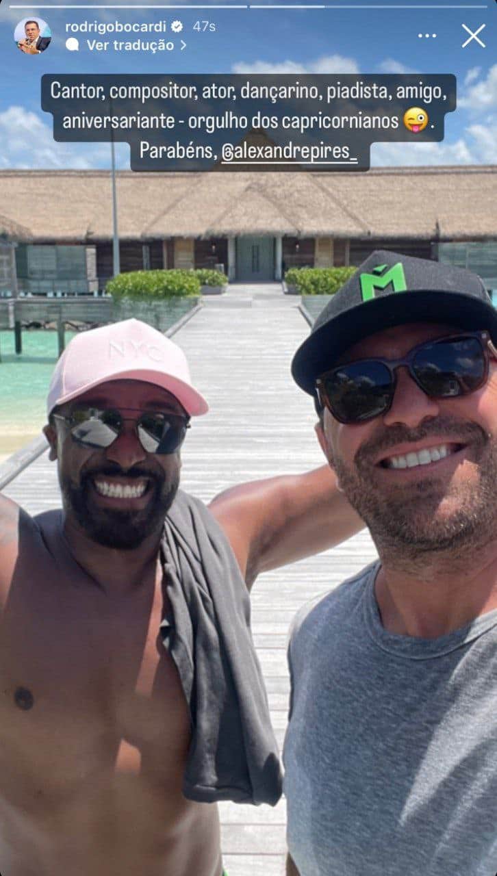 Rodrigo Bocardi e Alexandre Pires são grandes amigos - Foto: Reprodução Rodrigo Bocardi e Alexandre Pires são grandes amigos - Foto: Reprodução