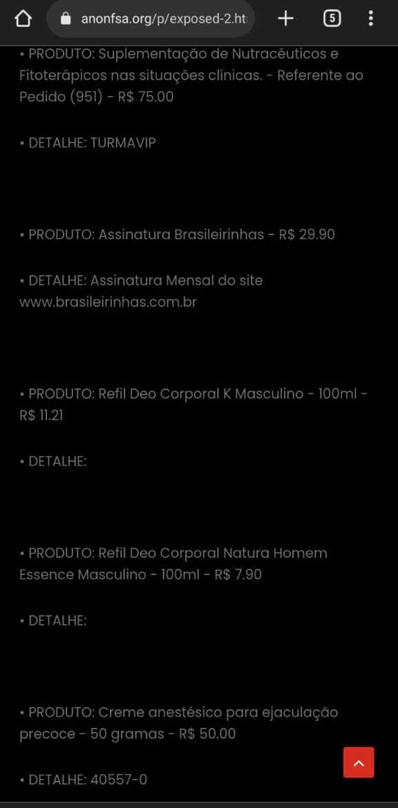 Famoso grupo de Hackers expõe lista de compras que Bolsonaro teria feito em cartão corporativo e dentre os itens foram comprados plug an4l e creme para gozar - Foto Reprodução Famoso grupo de Hackers expõe lista de compras que Bolsonaro teria feito em cartão corporativo e dentre os itens foram comprados plug an4l e creme para gozar - Foto Reprodução