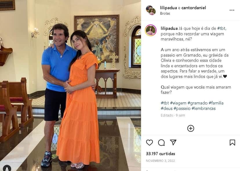 Nas redes sociais, o cantor Daniel expõe clique raríssimo ao lado do seu amor com quem é casado há anos e poucos sabem - Foto Reprodução