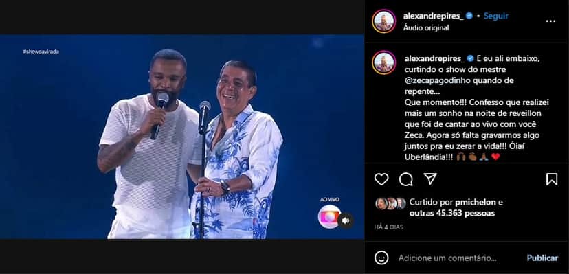 Alexandre Pires e Zeca Pagodinho - Foto: Reprodução Alexandre Pires e Zeca Pagodinho - Foto: Reprodução