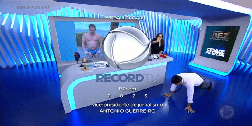 Record TV encerra programa com William Leite no chão (Foto: Divulgação) Record TV encerra programa com William Leite no chão (Foto: Divulgação)