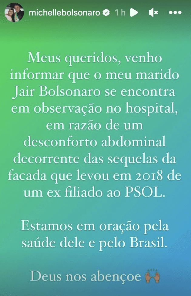 Publicação de Michelle Bolsonaro (Foto: Reprodução/ Instagram) Publicação de Michelle Bolsonaro (Foto: Reprodução/ Instagram)