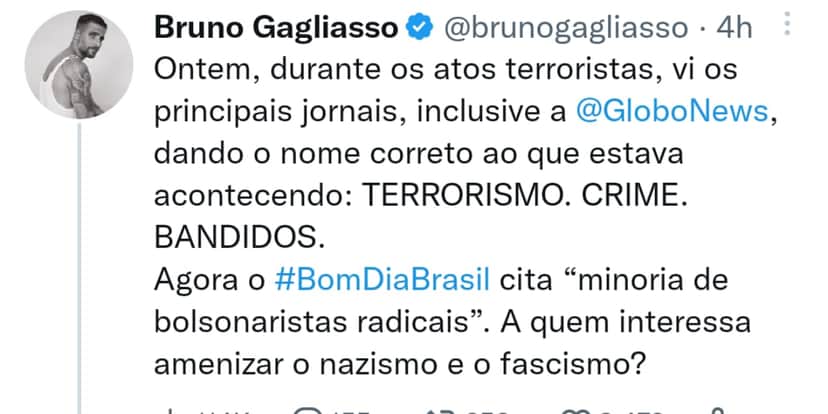 Bruno Gagliasso (Reprodução: Twitter) Bruno Gagliasso (Reprodução: Twitter)