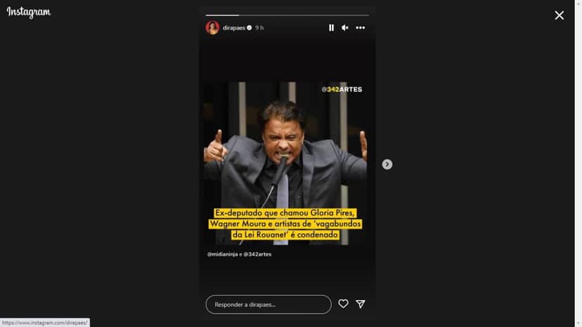 Dira Paes expõe condenação do ex-deputado Wladmir Costa após acusação (Foto: Reprodução) Dira Paes expõe condenação do ex-deputado Wladmir Costa após acusação (Foto: Reprodução)