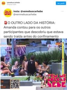 BBB23 - Exposta pela sogra, Amanda revela traições do ex-namorado (Foto: Reprodução / Instagram) BBB23 - Exposta pela sogra, Amanda revela traições do ex-namorado (Foto: Reprodução / Instagram)