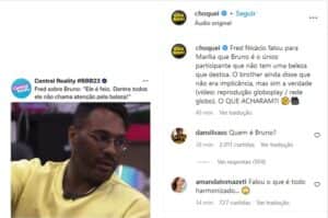 BBB23 - Fred Nicácio diz que Bruno é feio, destoa de todos os participantes e acaba detonado (Foto: Reprodução / Instagram) BBB23 - Fred Nicácio diz que Bruno é feio, destoa de todos os participantes e acaba detonado (Foto: Reprodução / Instagram)