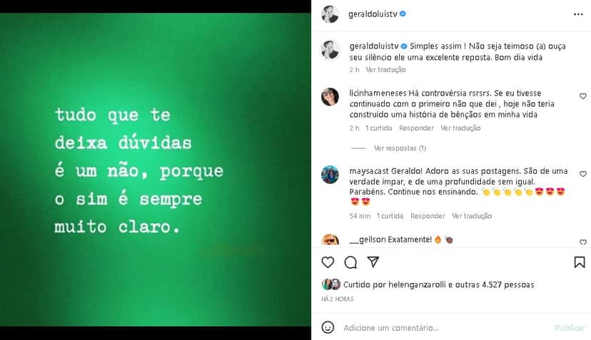 Geraldo Luís surpreendeu ao deixar um recado especial 