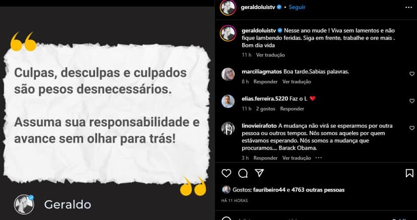 Geraldo Luís manda recado aos milhões de seguidores - Foto: Reprodução Geraldo Luís manda recado aos milhões de seguidores - Foto: Reprodução