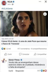 Gloria Perez perde a linha com críticas pesadas contra Travessia e se revolta (Foto: Reprodução / Facebook) Gloria Perez perde a linha com críticas pesadas contra Travessia e se revolta (Foto: Reprodução / Facebook)